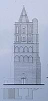 Avignonet-Lauragais, Eglise Notre-Dame des Miracles, Clocher (dessin)